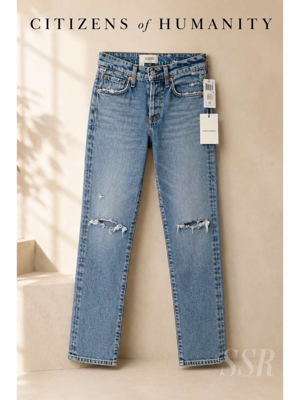 Citizens of Humanity Emerson Slim Boyfriend Jeans Size 23 NWT Distressed Knee L